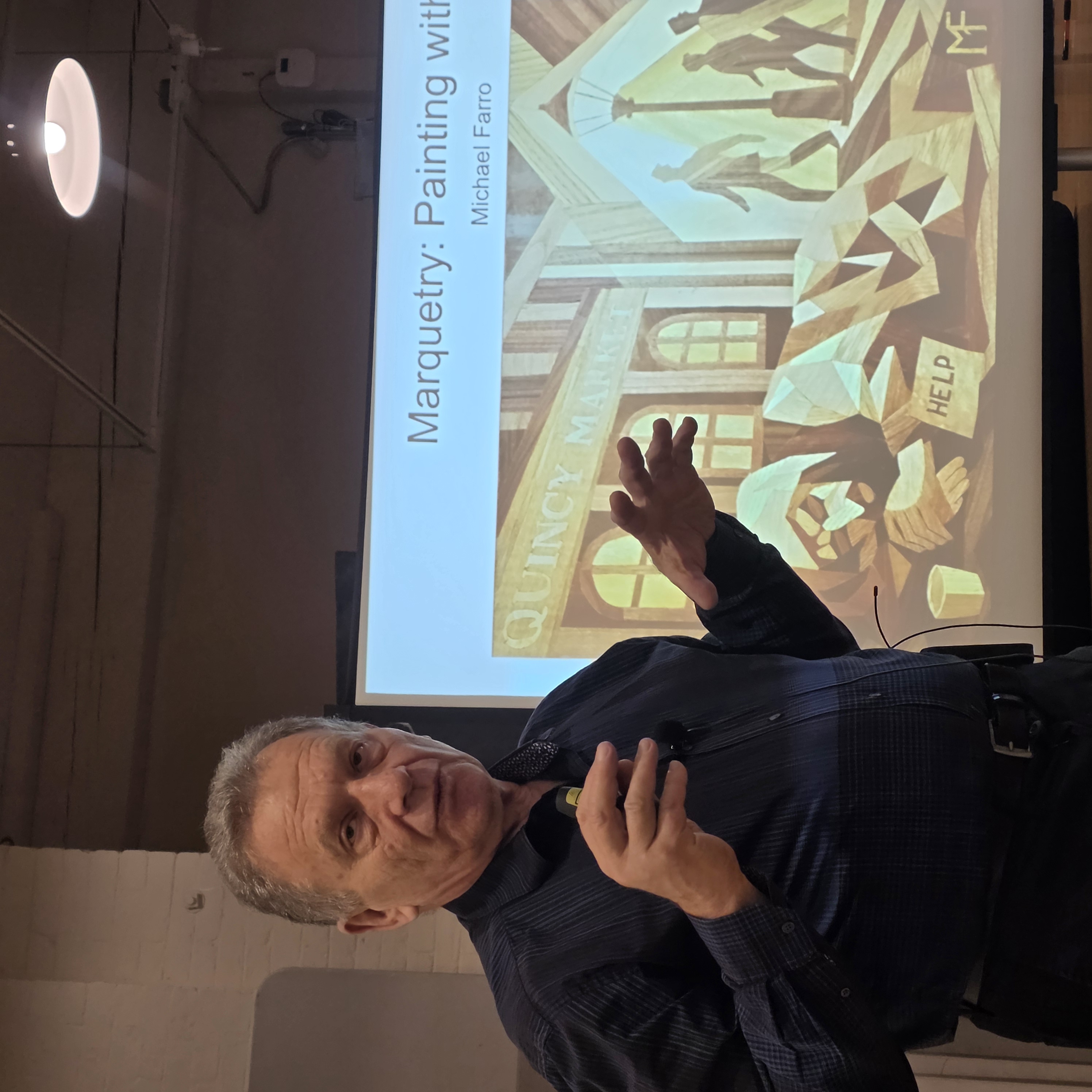 Michael Farro presenting contemporary marquetry at the Arts League of Lowell on October 28, 2026
