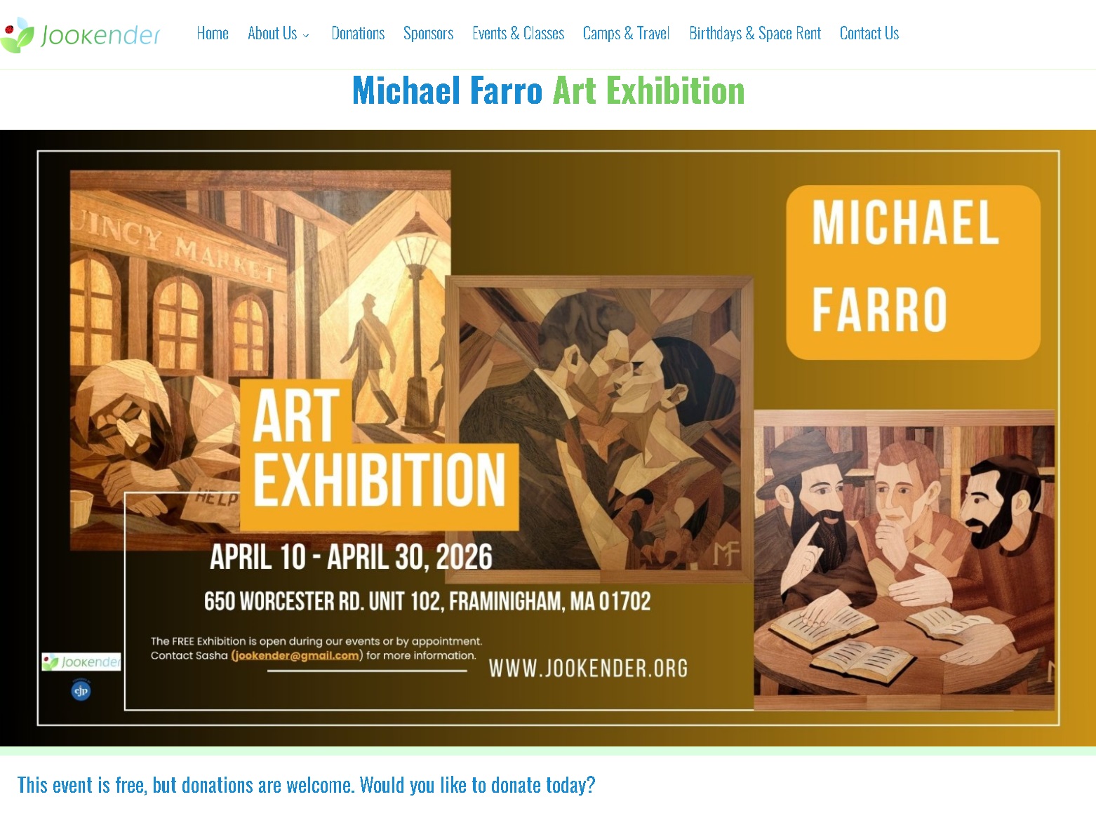 Poster for Michael Farro Art Exhibition at Jookender, April 2026